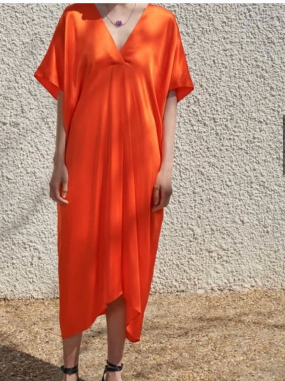 NWOT Zara Satin Effect Orange Kaftan Size M/L